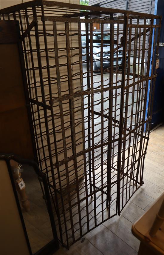 A 19th century French wrought iron wine cage H.164cm